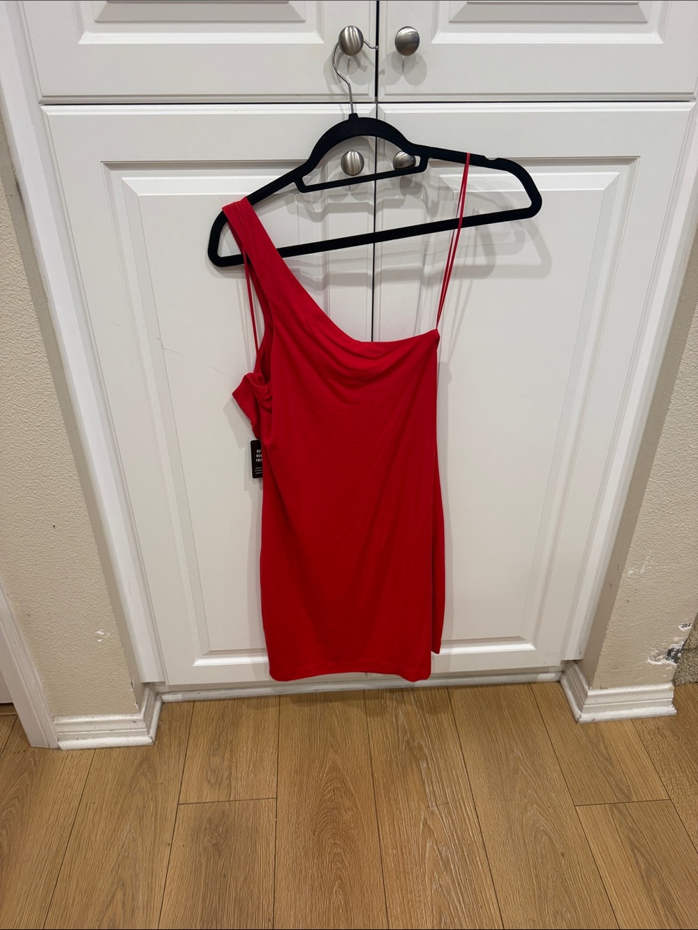 Express Red One-Shoulder Mini Dress